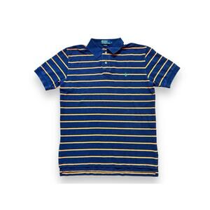 Vintage Ralph Lauren Polo Shirt‎ Large Blue Orange Green Pony Rainbow Rugby